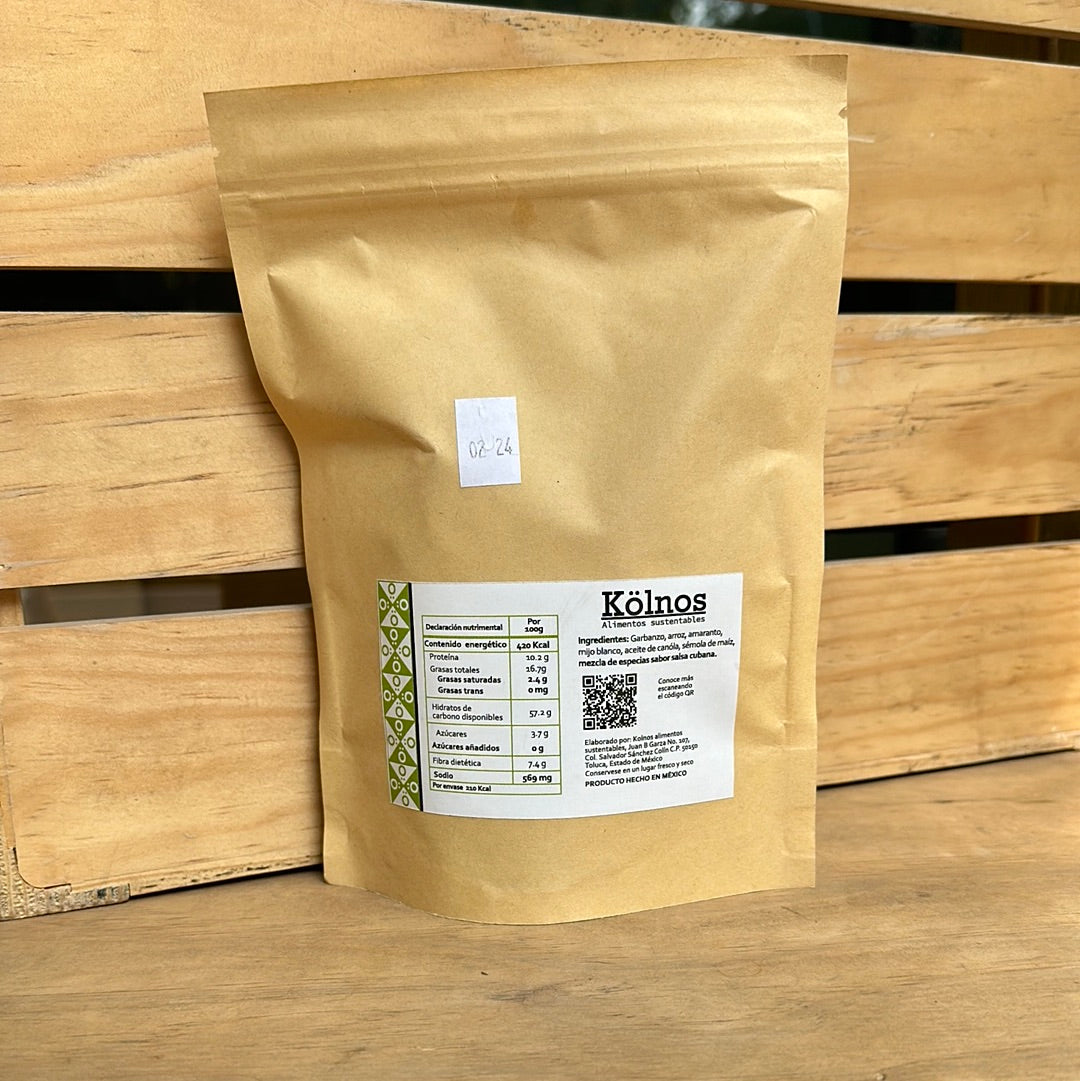 BOTANA HORNEADA DE HARINA DE GARBANZO Y AMARANTO SABOR SALSAS CUBANA KOLNOS